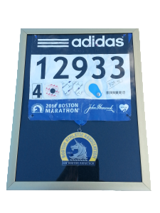 Boston Marathon 2014 finishers medal, display frame