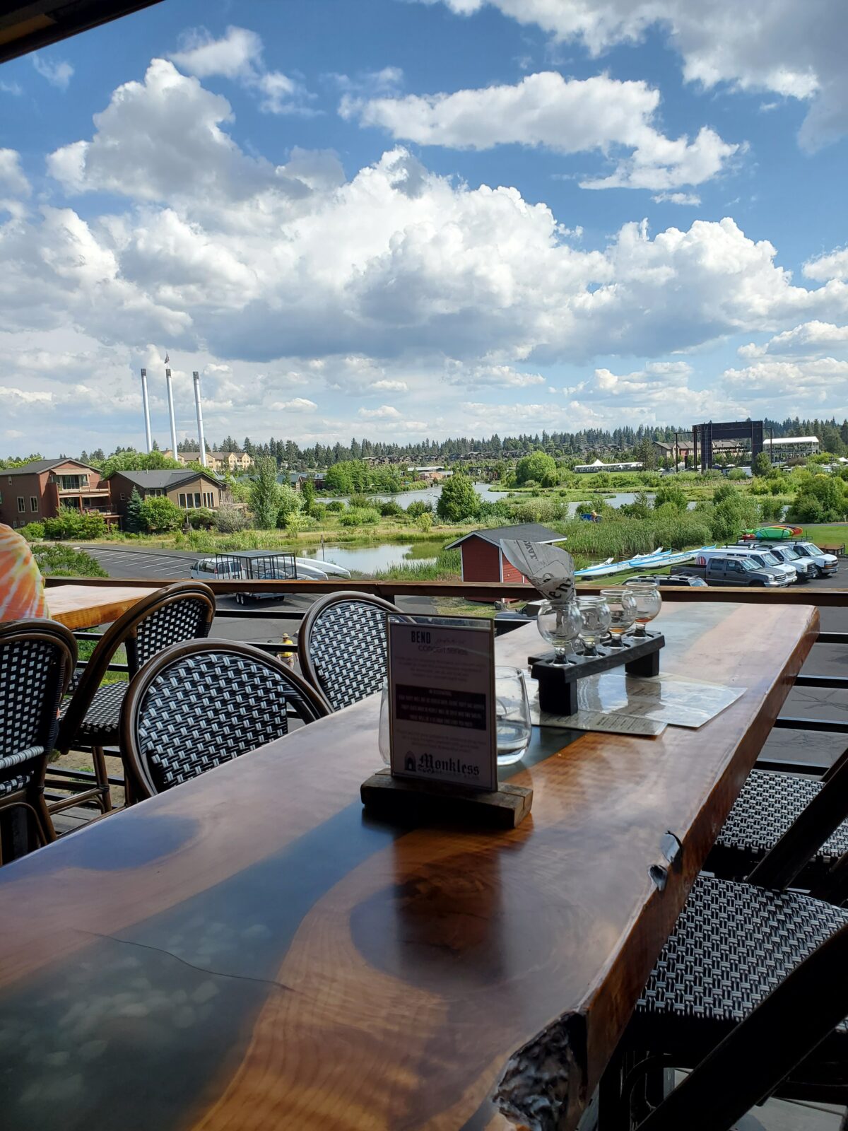 View across the Deschutes River from Monkless Belgian Ales, Bend OR